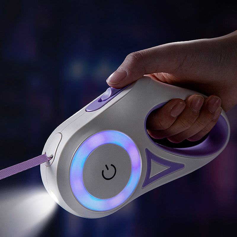Laisse rétractable avec lampe LED pour chien